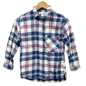 Zara Girls Plaid Flannel Shirt Size‎ 10 Red Blue Cotton Button Up